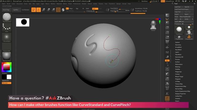 #AskZBrush - _How can I make other brushes function like CurveStandard and CurvePinch__ (720p)