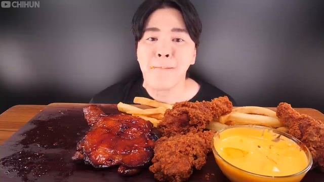 ASMR MUKBANG  BBQ Chicken  Hot Fried Chicken Eating