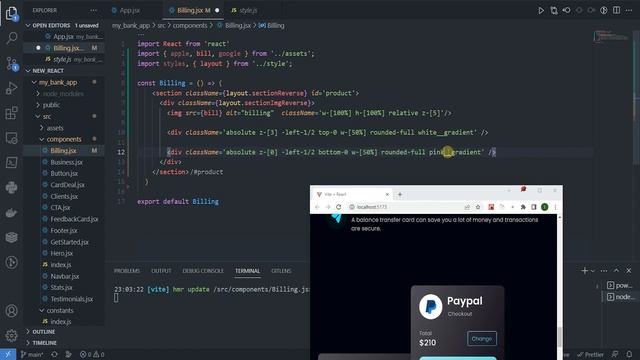 Проект React + Tailwind. My_bank_app Billing Компонент #7 #reactjs #проект #django #js #react
