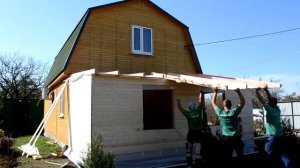 Каркасный гараж к каркасному дому за один день. Проще простого!