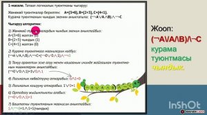 8-класс "Логикалык туюнтмаларды чыгаруу"