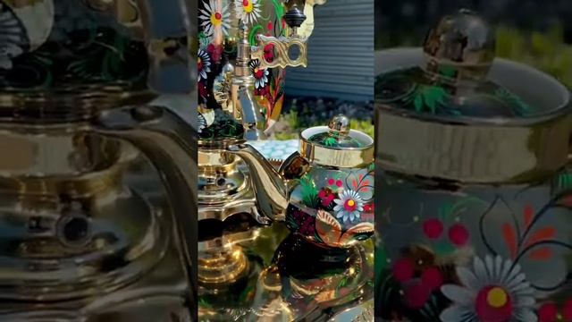 Расписной самовар в наборе для душевного чаепития смотреть онлайн