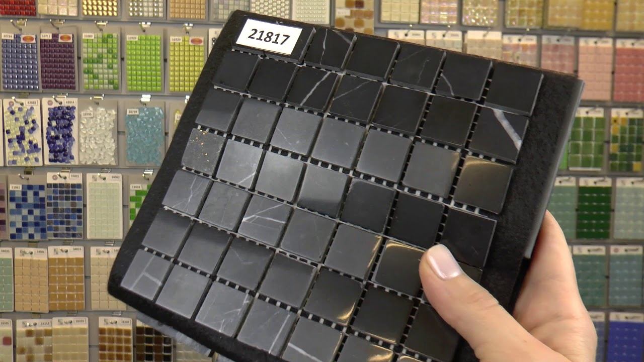 Мозаика из черного полированного мрамора Nero Marquina. Толщина 4мм
