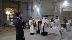 Момент погружения креста. Великое освящение воды. Навечерие Богоявления. Суббота, 18 января 2025 г.