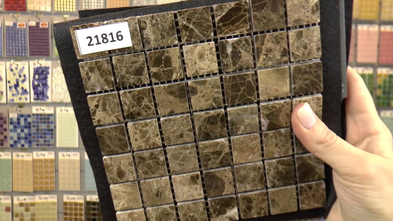 Мозаика из  полированного мрамора Emperador Dark. Толщина 4мм