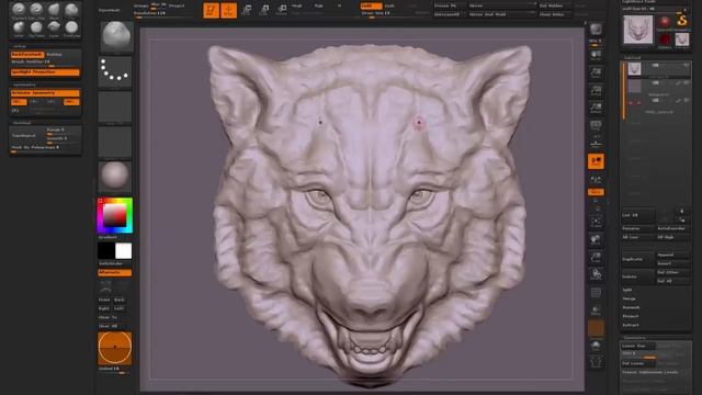 Angry Wolf bas-relief. Zbrush sculpting