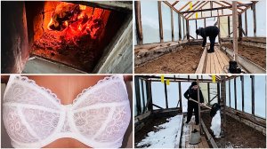 18 января. Топлю печь. Первая посадка в теплице. Хочу начать снова шить белье. Снег в теплицу