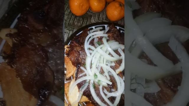 Антрекот с гарниром. Кафе "Зодиак" - доставка еды в Нальчике смотреть онлайн