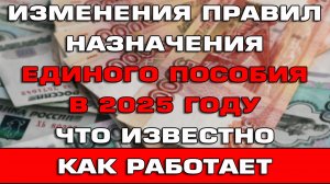 Изменения правил назначения Единого пособия в 2025 году Что известно Как работает