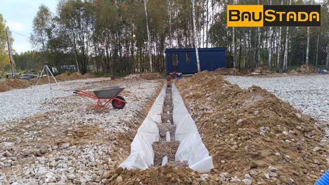 Дренаж участка от Компании БауШтада.  Показываем схему устройства дренажной системы на практике