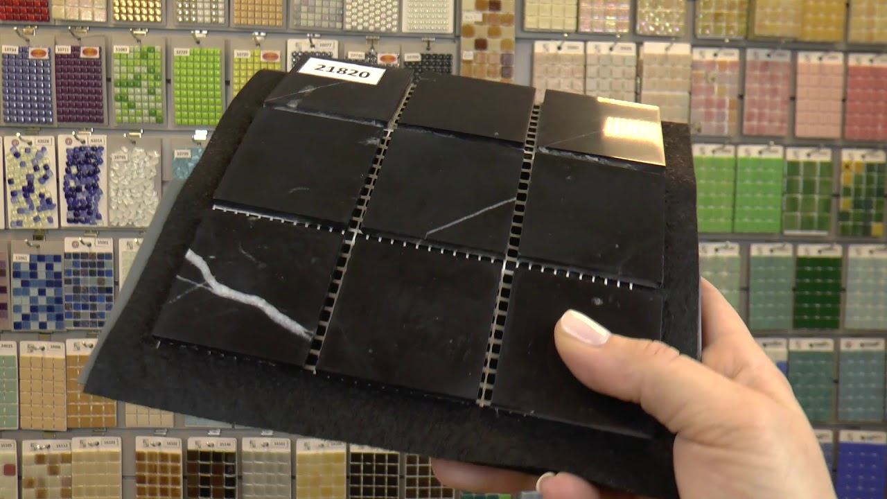 Мозаика из черного полированного мрамора Nero Marquina. Толщина 4мм