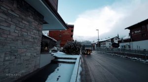 Снегопад в Церматте, Швейцария, и Маттервиспе, зимняя снежная прогулка и звуки города