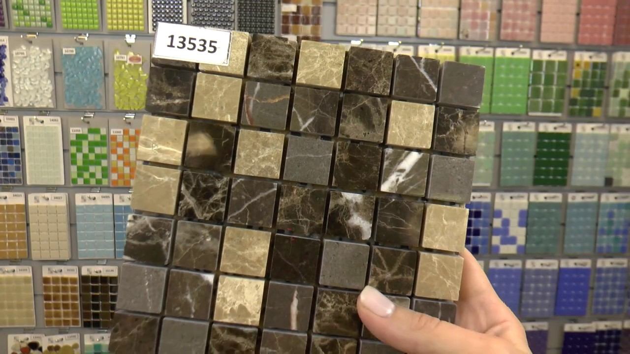 Мозаика из коричневого полированного мрамора