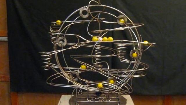 Stephen Jendro Rolling Ball Sculpture - Kinetic Stainless Steel Metal Art - Marble Run Machine