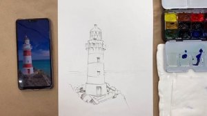Рисуем акварельный скетч «Маяк»