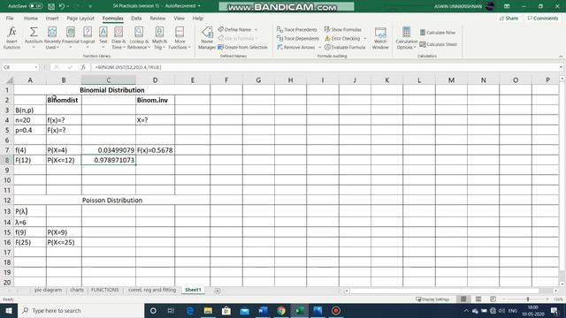 Statistics using EXCEL: Functions for Binomial distribution