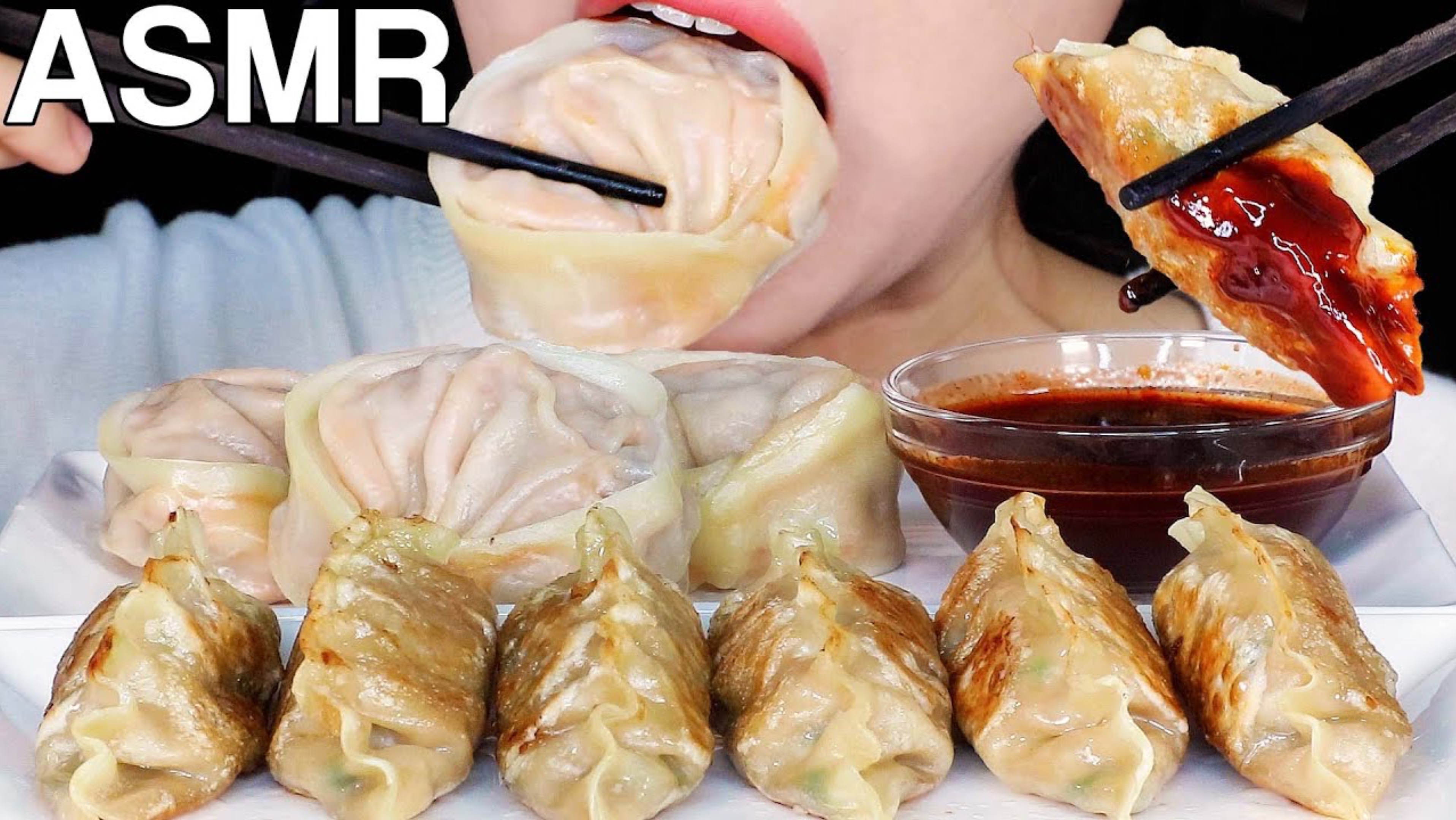 ASMR Mandu Dumplings and Fire Sauce 만두 먹방 Eating Sounds Mukbang смотреть онлайн