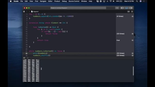 Implementing The WORST Sorting Algorithm Tutorial - Swift - Playgrounds - Xcode