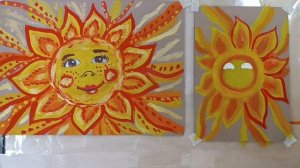 Рисуем гуашью т на крафт бумаге один из символов Масленицы "Яркое Солнышко"