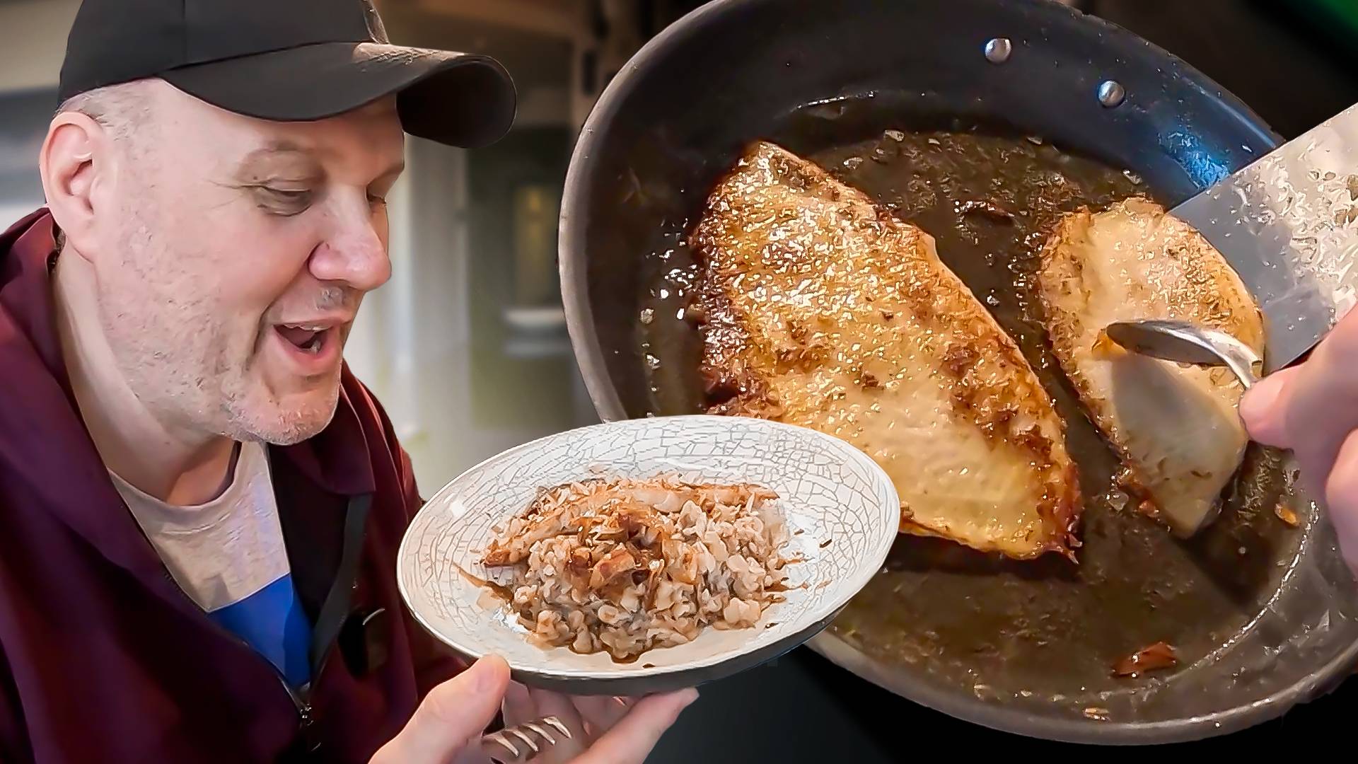 Жареные крылья ската с тихвинской кашей. Простой и безумно вкусный рецепт