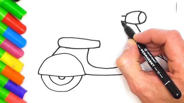 Как нарисовать мотороллер скутер для детей / How To Draw Scooters For Children смотреть онлайн