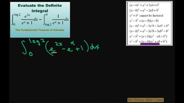 Evaluate definite integral (e^(3x))/(e^x +1) dx + 1/(e^x +1) dx over [0, log 2]. смотреть онлайн