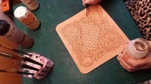 Дамский кошелек из кожи растительного дубления, в стиле Шеридан, покраска изделия