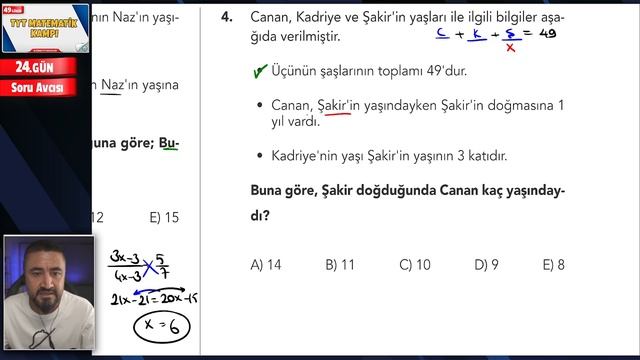 Yaş Problemleri Soru Avcısı ÖSYM Sorar | 49 Günde TYT Matematik Kampı 24.Gün