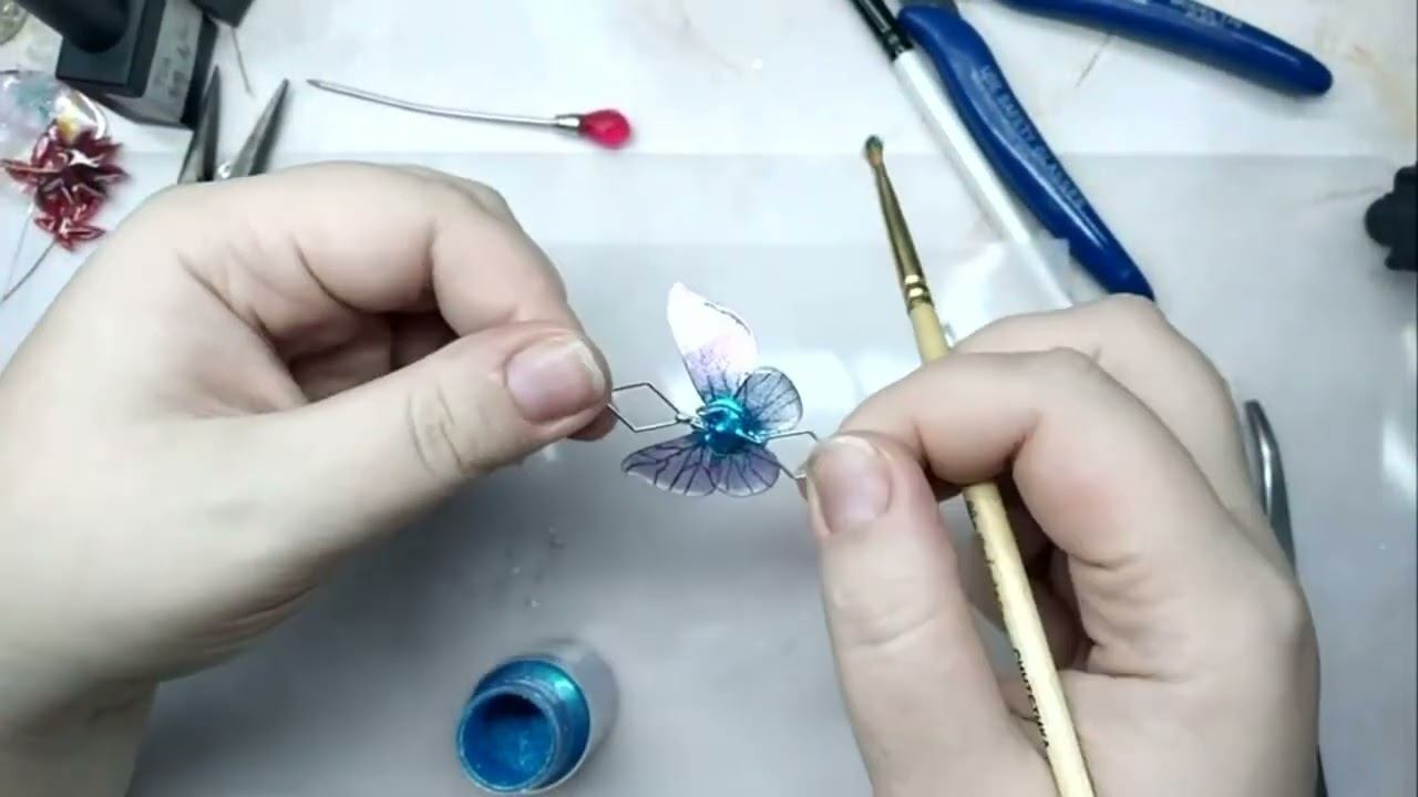 Сборка серег бабочек из витраль