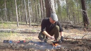 Поход в осенний лес.  Готовка на костре.