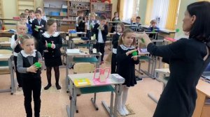 11.2023  Работа с массажным мячиком  в классе здорового воспитания гимназии №1 г.Новополоцка