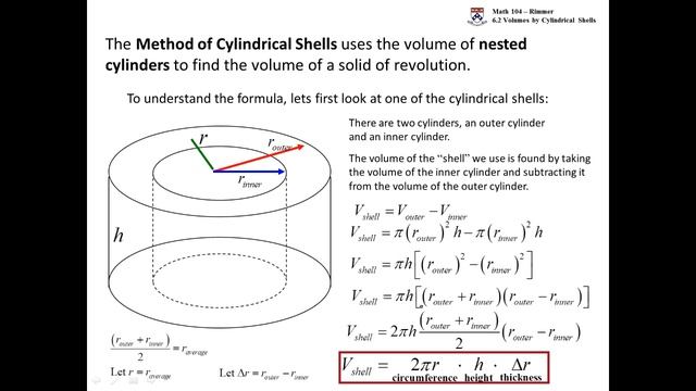 The Concept of Cylindrical Shells to find Volume смотреть онлайн
