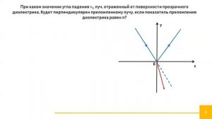 Условие, при котором угол между отражённым и преломленным углом будет прямым (закон Брюстера)