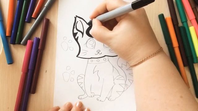 Как нарисовать кошку. Урок рисования для детей. Рисуем вместе. Drawing. Art.