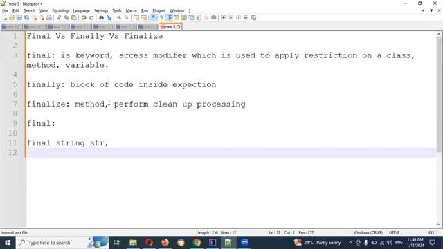 Part 43: Final Vs Finally Vs Finalize in Java | Telugu