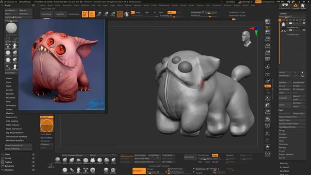 Лепим прикольного монстрика в Zbrush (720p)