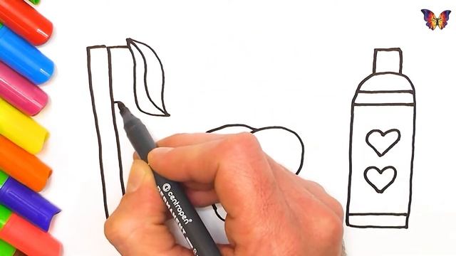 Как нарисовать зубную пасту и зубную щётку / How to Draw Toothbrush Tooth and Toothpaste for Kids смотреть онлайн