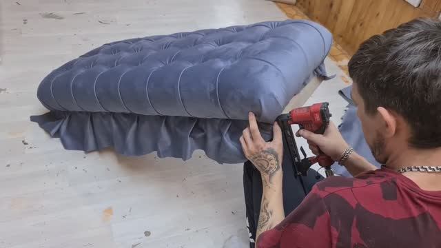 Пышная банкетка в каретной стяжке своими руками. Делаем банкетку. Дутая банкетка своими руками