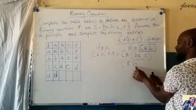 BINARY OPERATIONS: Completing an Associative Table( Associative BINARY OPERATIONS)