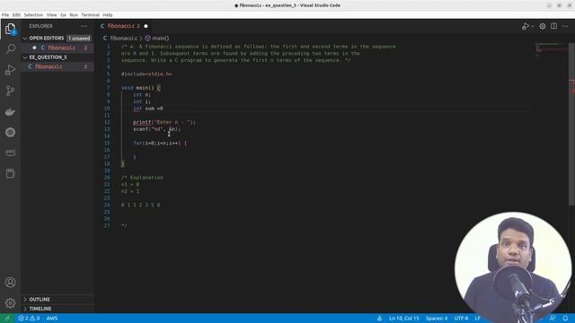 C Programming | Generate first n terms of the Fibonacci Sequence | JNTU R18