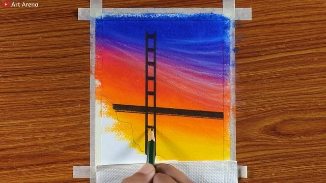 Easy Drawing for Beginners / Golden Gate Bridge with Oil Pastels / Step by Step смотреть онлайн