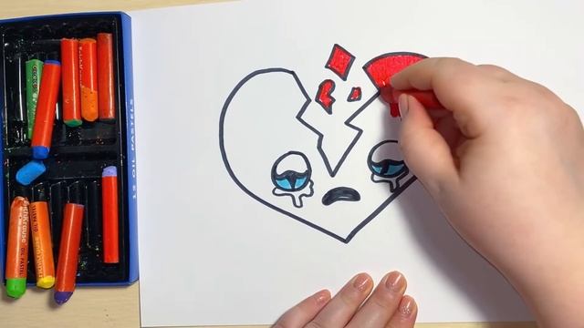 Как нарисовать разбитое сердце - рисование для детей. Кавайные рисунки (kawaii) смотреть онлайн