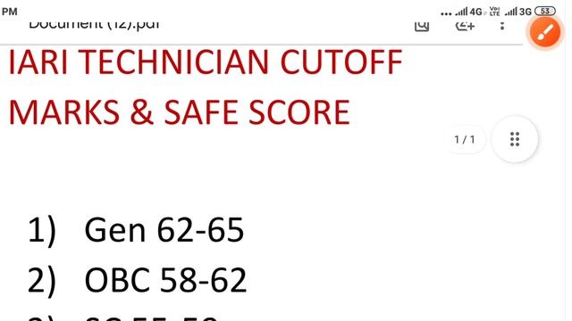 ICAR / IARI  technician cutoff marks& safe score/answer key released 2022