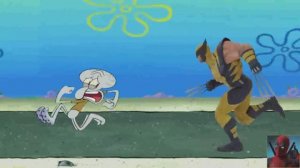 Сквидвард убегает от Росомахи