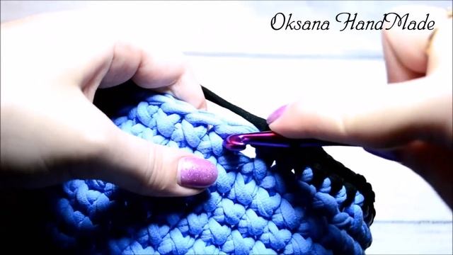 Рюкзак крючком из трикотажной пряжи. Backpack crochet
