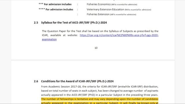ICAR PhD Exam 2024 || Complete information || JRF/SRF PhD
