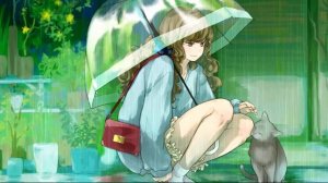 Девушка Играющая с Котом | Anime Girl Playing With Cat In The Rain - Живые Обои