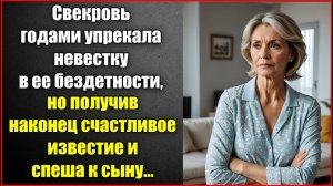 Свекровь годами упрекала невестку в бездетности, но получив счастливое известие и спеша к сыну.