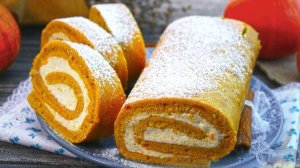 Как из кондитерской, только дома.
ТЫКВЕННЫЙ РУЛЕТ С КРЕМОМ