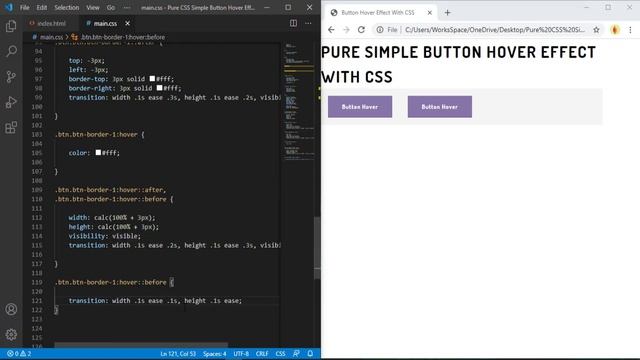 Pure CSS Simple Button Hover Effects With HTML And CSS || Code Mark